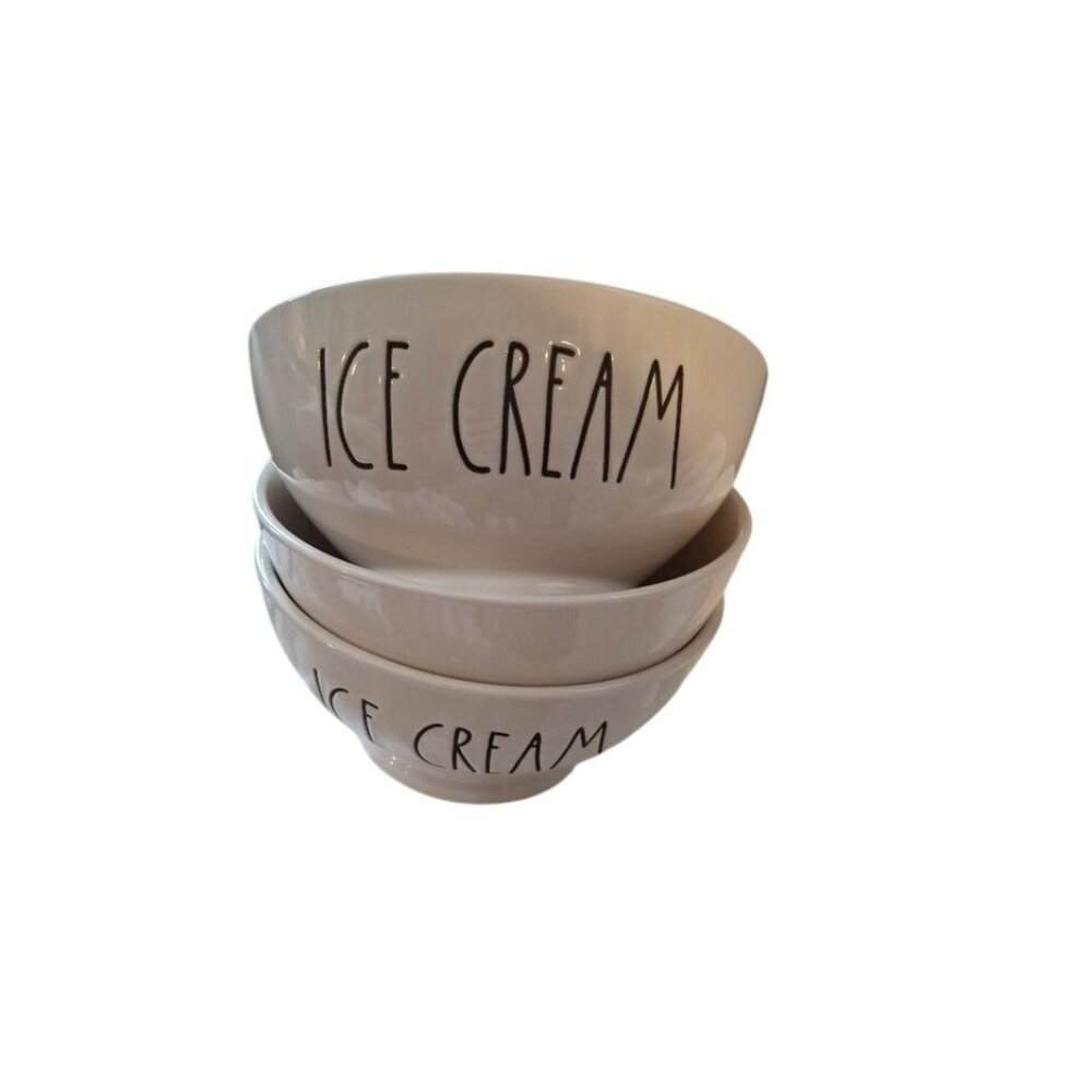 Rae Dunn Artisan Collection Ice Cream Bowls Set Of 3 By Magenta Ceramic 5.5” Dia